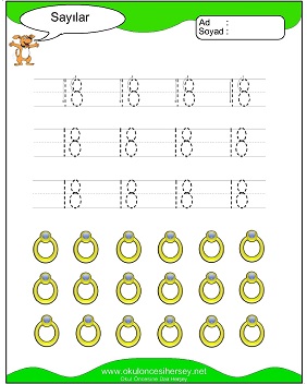 okul öncesi 1 sayısı çizgi çalışması